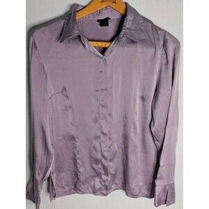 Mixit Silk Women's Button Up Long Sleeve Shirt Size 10 Purple (000)